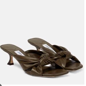 Jimmy Choo Avenue 50 Napa Leather Knot Heel Sandals 38